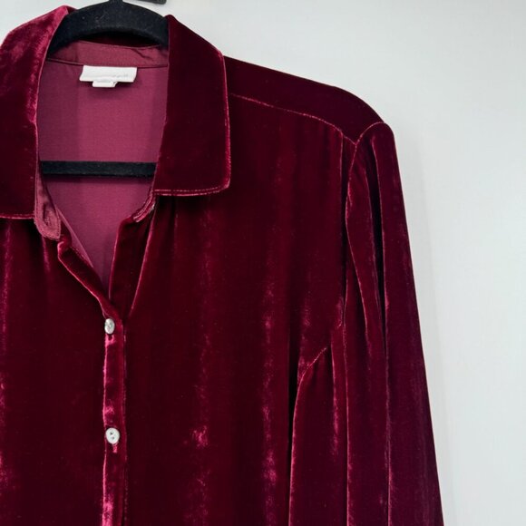 J. Jill Burgundy Silk Blend Velvet Button Down Tunic Shirt Women’s plus size 1X - Picture 1 of 9